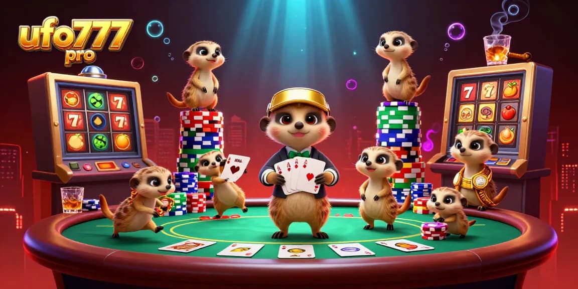 Win big at ufo777 pro with our dynamic meerkat casino scene, filled with slots and vibrant action.