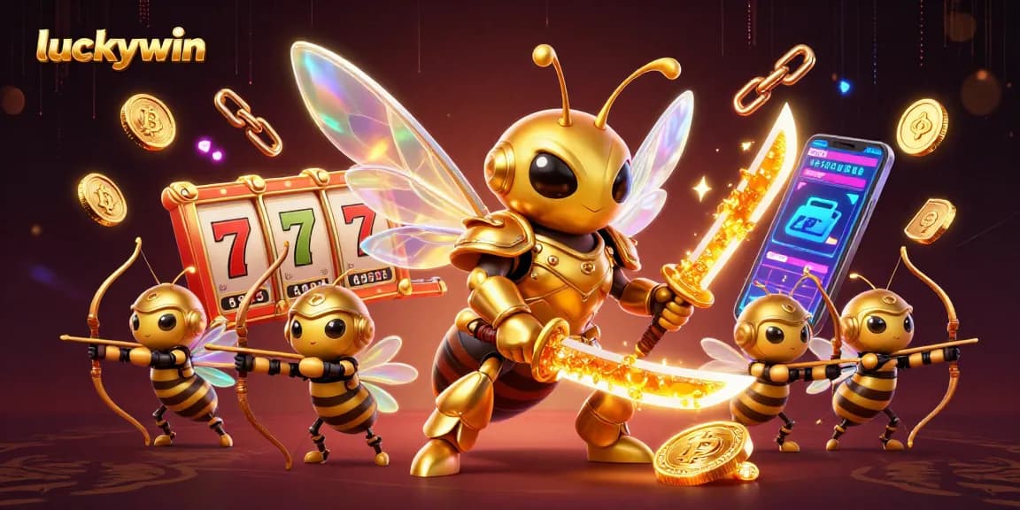 Experience thrilling slots action with luckywin's dynamic 3D gambling scene featuring vibrant slot reels and characters.