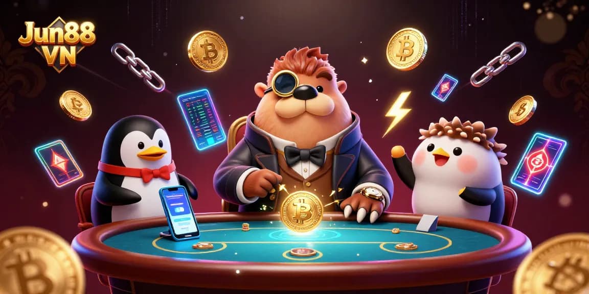 Experience the thrill of Jun88 VN with an engaging underwater poker scene featuring vibrant characters.