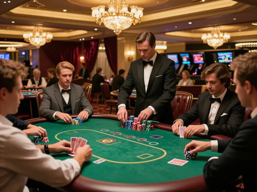 Experience strategic gameplay at 33win in a vibrant VIP gaming area showcasing poker action with high stakes.