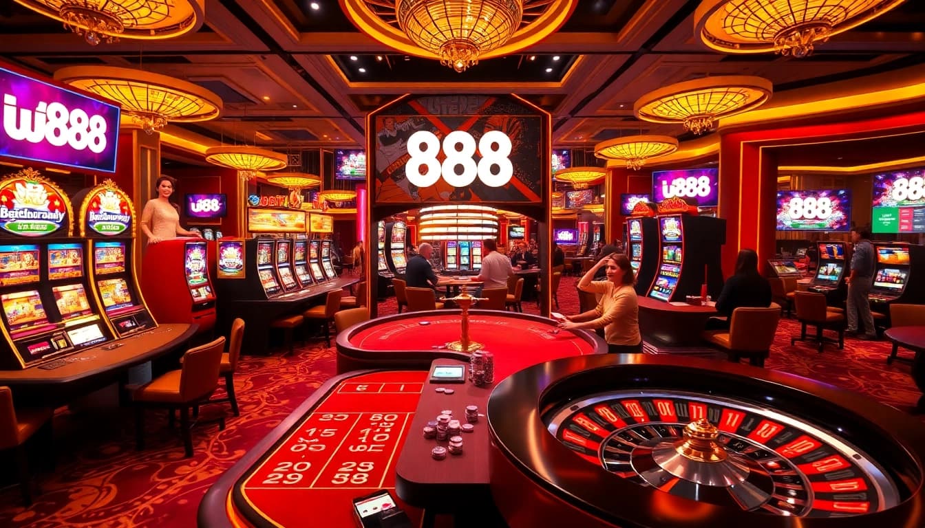 Experience the excitement of u 888 with vibrant casino tables and engaging slot machines.