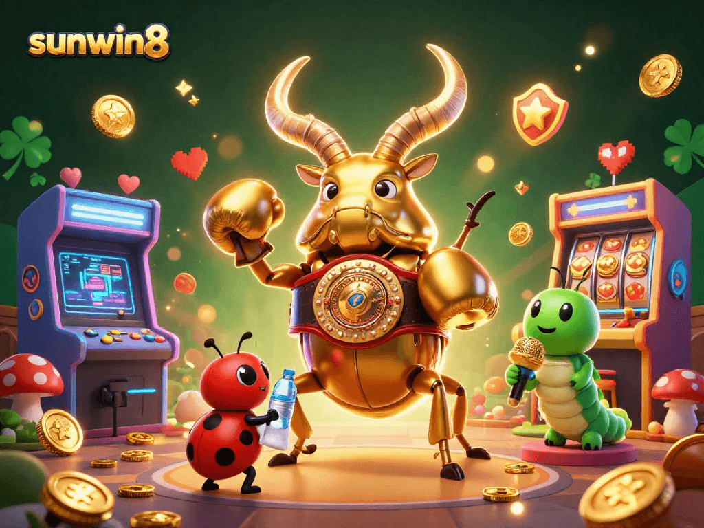 Experience thrilling gameplay at sunwin8 with vibrant characters in a 3D casino scene.