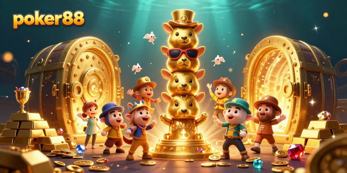 Mainkan poker88 dalam ilustrasi penuh warna dengan elemen kasino yang menarik.