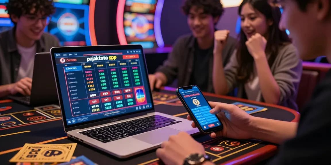 Engaging scene of pajaktoto sgp online betting with friends and vibrant gaming interface.