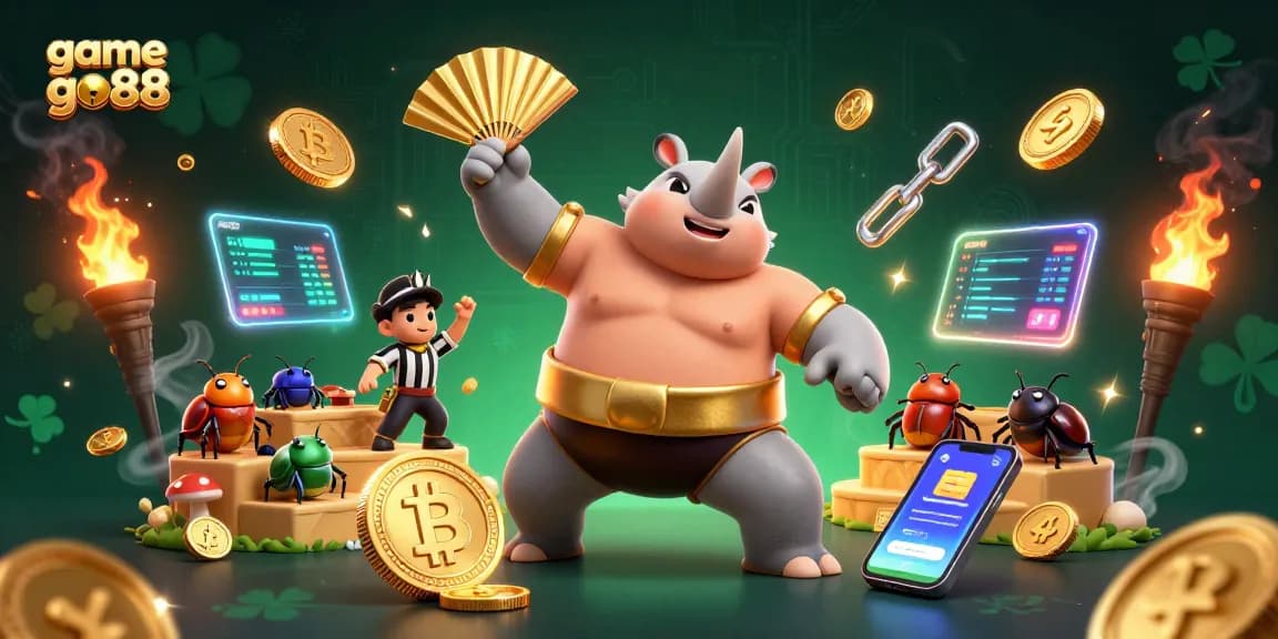 Experience the excitement of game go88 with a vibrant 3D illustration featuring action-packed casino elements.