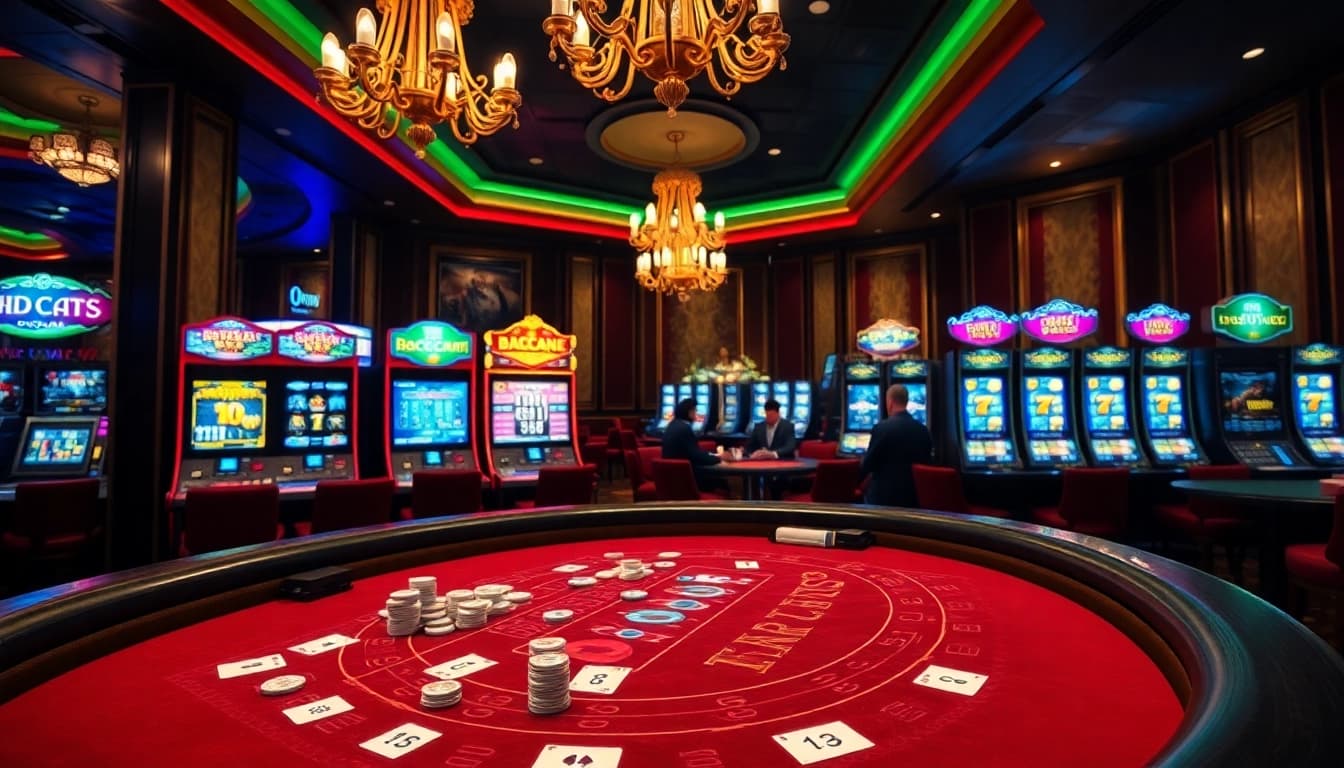 Experience the thrill of qqmacan slot games in a vibrant casino atmosphere with poker and baccarat.