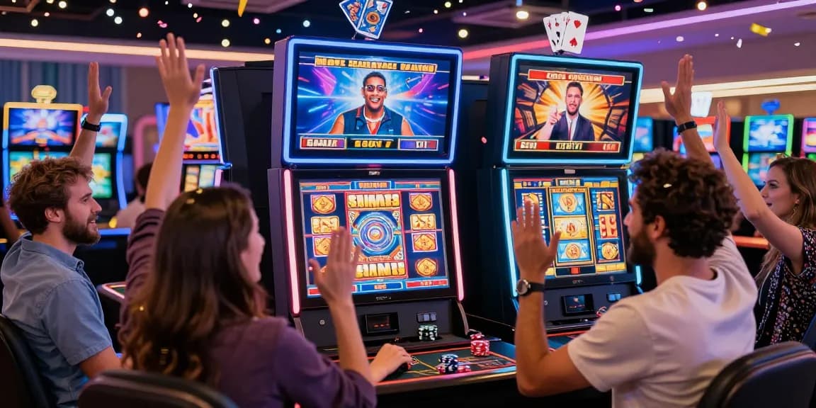 Players enjoying the excitement of the best new online casinos with colorful games and vibrant atmosphere.