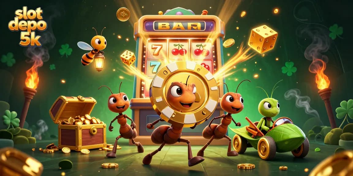 Experience thrilling wins with slot depo 5k through a dynamic heist scene filled with golden poker chips and jackpot symbols.