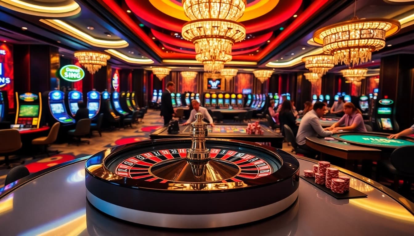 Players enjoying a game of poker and roulette at the 79 king casino ambiance.