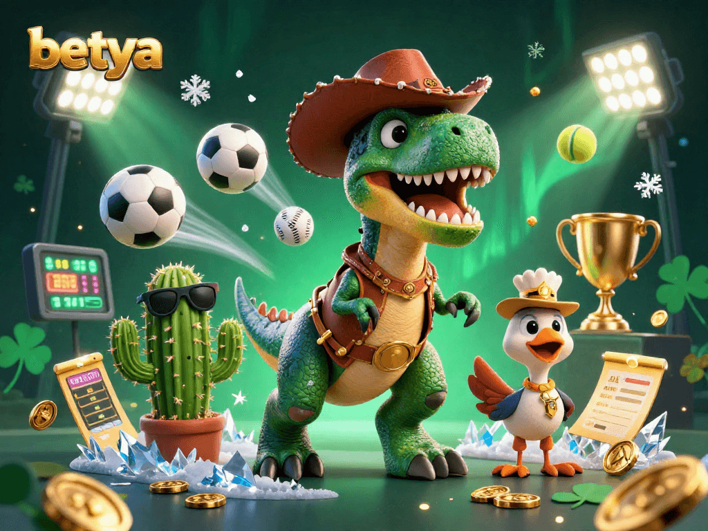 Experience thrilling betting with betya in a vibrant 3D casino scene filled with action!