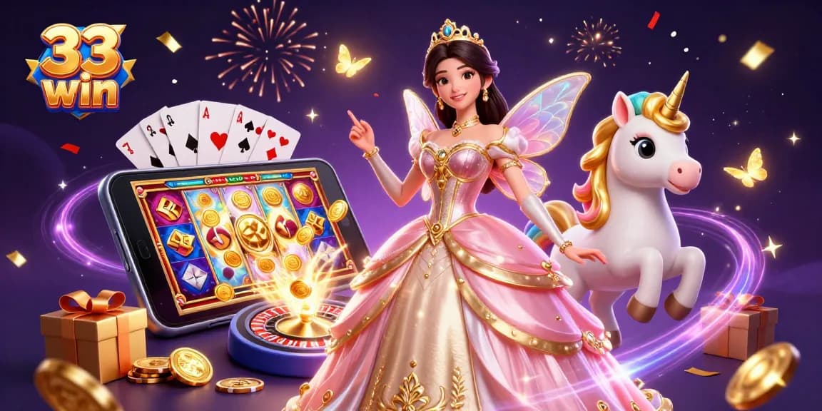 Spin to win big with 33 win in a vibrant online casino scene featuring dynamic game elements.