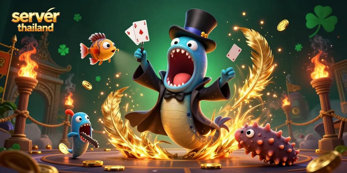 Engage with server thailand's immersive 3D casino scene featuring vibrant magic performances.