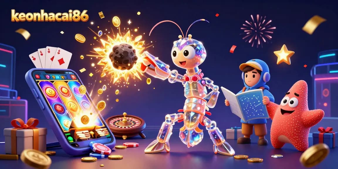 Experience the excitement of keonhacai86 with vibrant slot games and treasure-filled cosmic scenes.