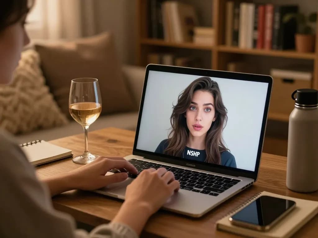 Engaging nsfw ai chat on a sleek laptop in a cozy room with ambient lighting.
