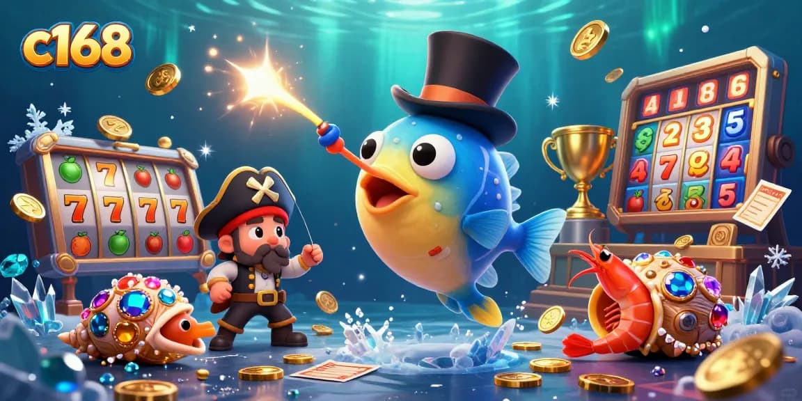 Engage in thrilling moments at c168 with vibrant underwater casino characters and dynamic slot elements.