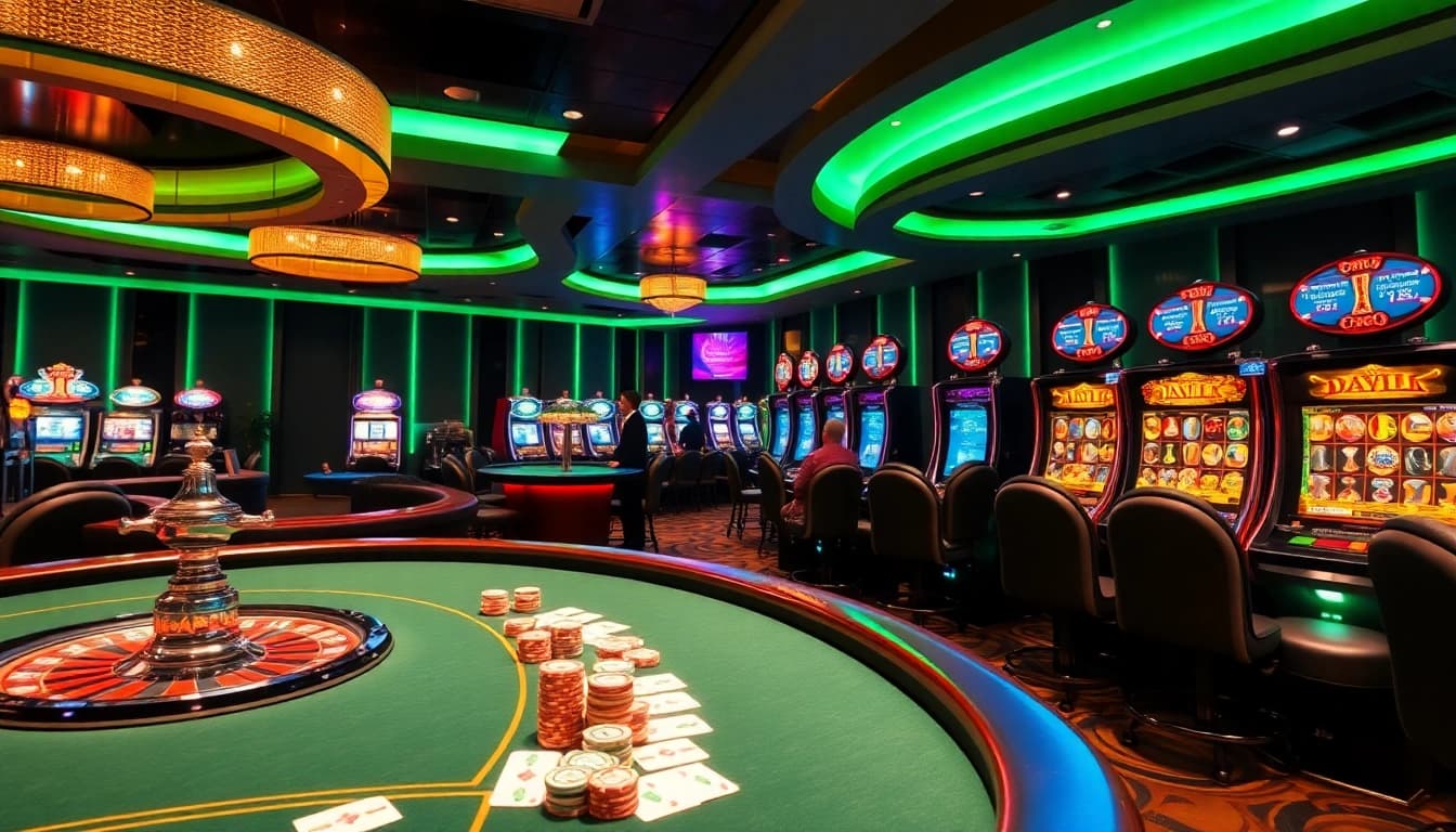 Experience the excitement at https://thabet.vegas/ with vibrant casino atmosphere, poker chips, and slot machines.