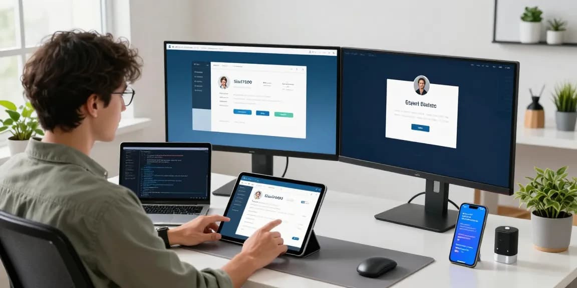 Secure login experience on Slot7000 app in a modern workspace with tablet and laptop.
