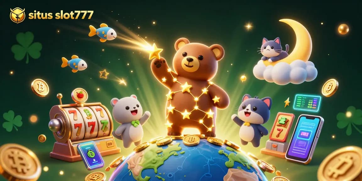 Permainan menarik di situs slot777 dengan berbagai simbol slot dan koin emas mengalir.