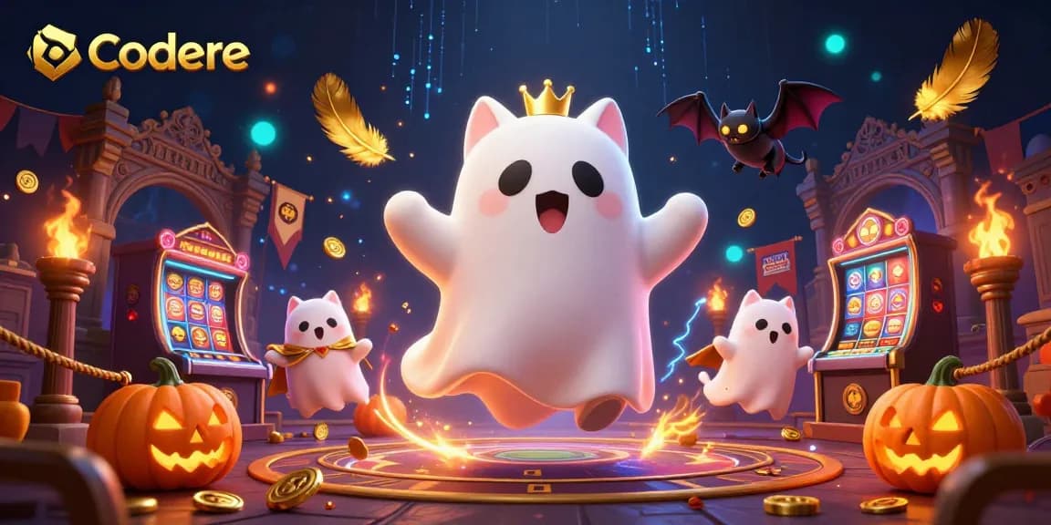 Engage in thrilling casino action with Codere's ghost cat and vampire bat in a haunted gaming mansion.