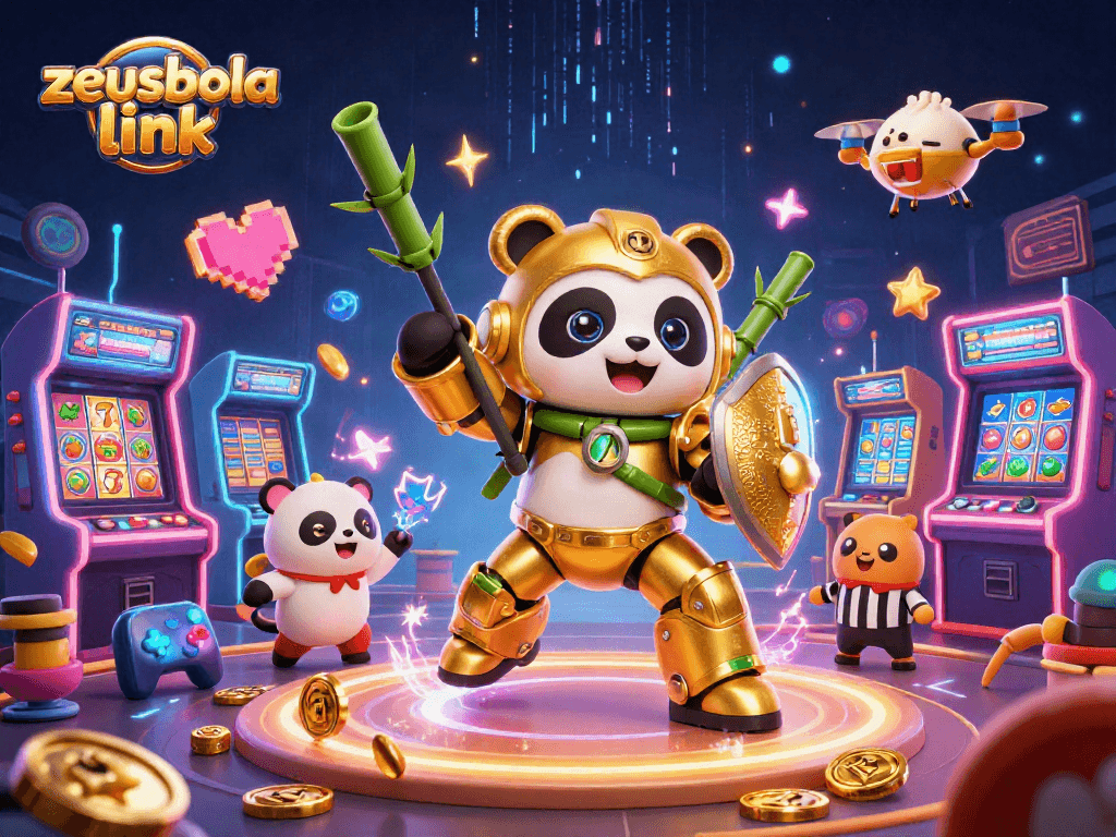 Engage with the zeusbola link in this dynamic 3D illustration featuring a colorful casino scene.
