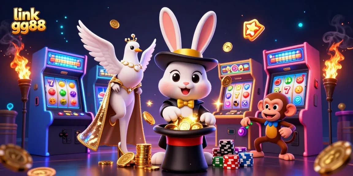 Engage in thrilling gameplay with link gg88 as a magician rabbit and monkey bring casino excitement alive.