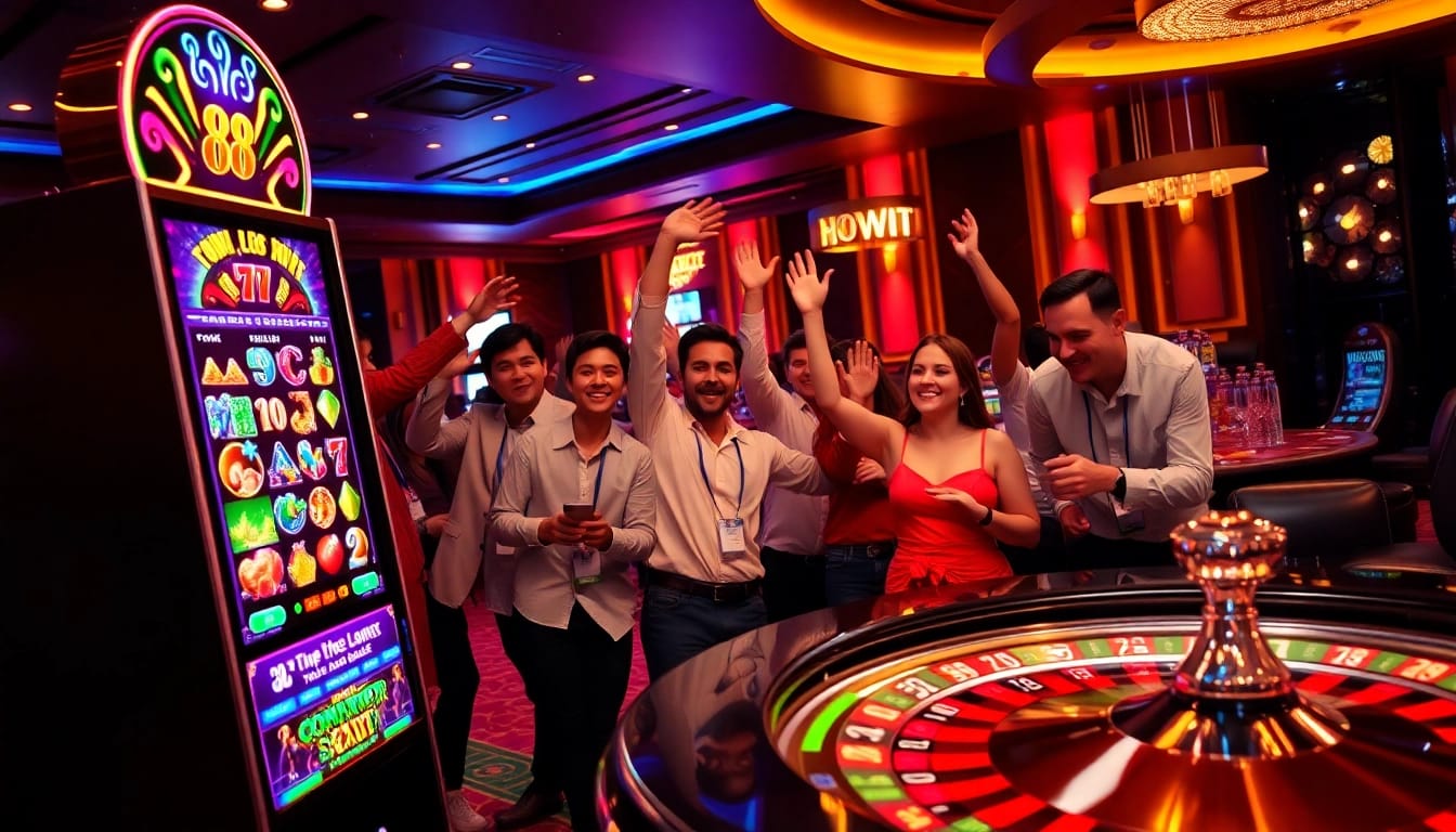 Experience the thrill of slot88 with colorful machines and vibrant casino atmosphere.
