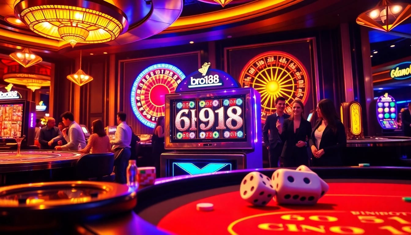 Players enjoying the thrill of bro138 slot on luxurious casino machines.
