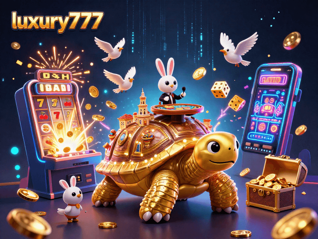 permainan slot luxury777 dengan karakter unik kura-kura dan dealer kelinci yang mengasyikkan