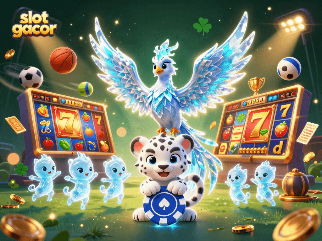 Experience thrilling wins with slot gacor in this rich 3D casino scene featuring dynamic gaming elements.