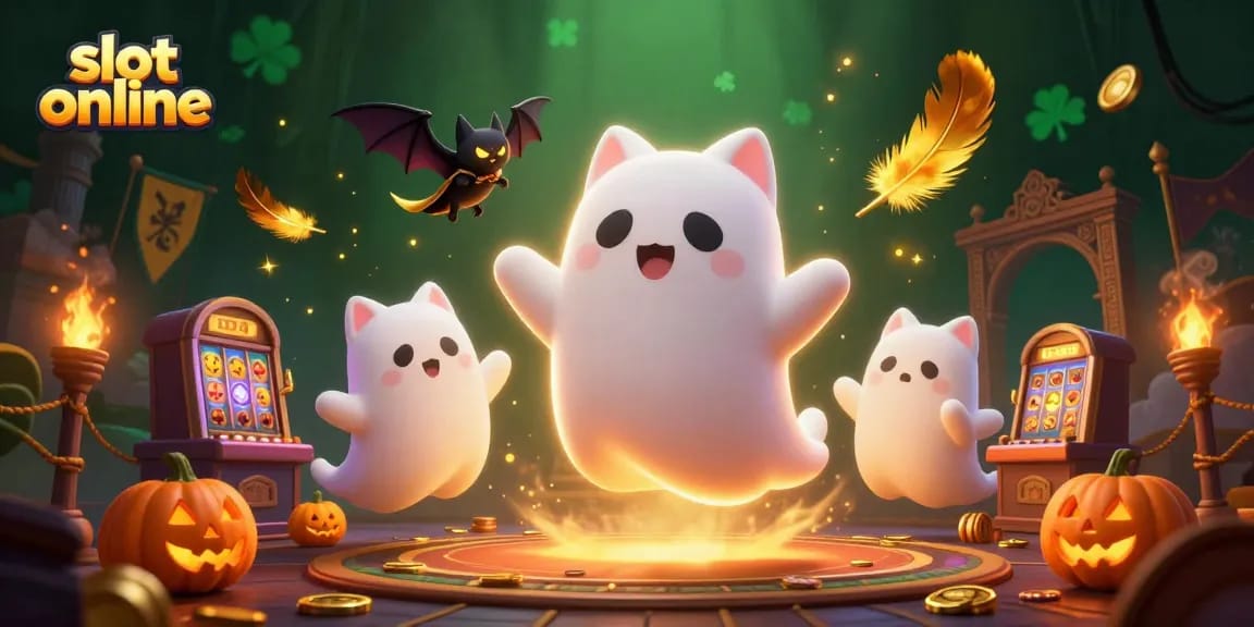 Mainkan slot online di kasino berhantu dengan kucing hantu berkilau bersama kelelawar kecil.
