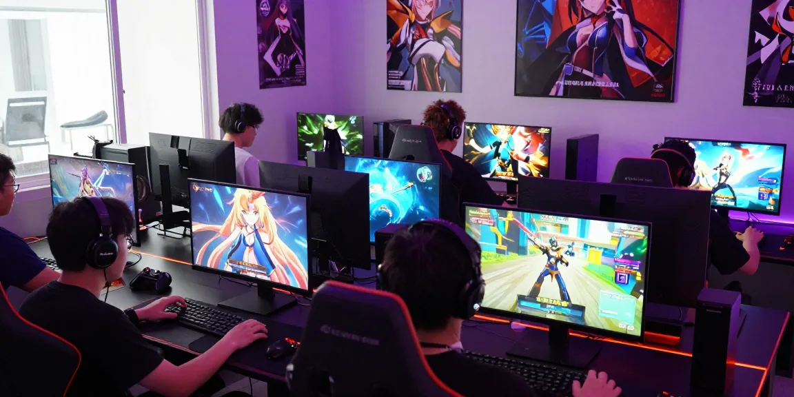 Engaged players experiencing exciting hentai games in a vibrant gaming setup, showcasing colorful screens and immersive gameplay.