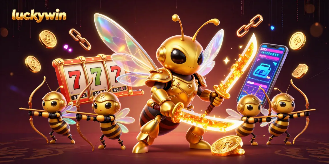 Experience thrilling slots action with luckywin's dynamic 3D gambling scene featuring vibrant slot reels and characters.