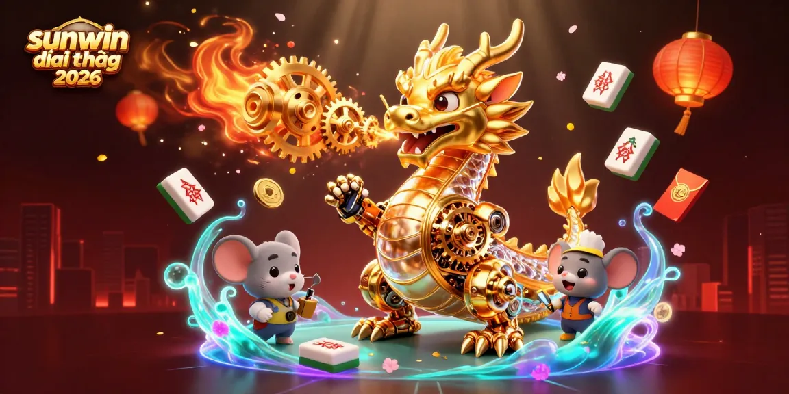 Experience the thrill of sunwin đổi thưởng 2026 with a golden dragon, 3D gaming elements, and vibrant visuals!