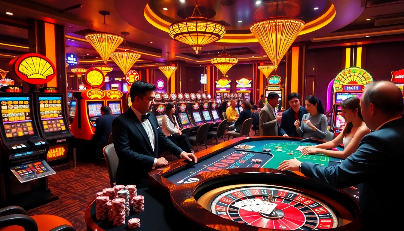 Experience the excitement at BK8Thai ทางเข้า with vibrant casino tables and engaging players.
