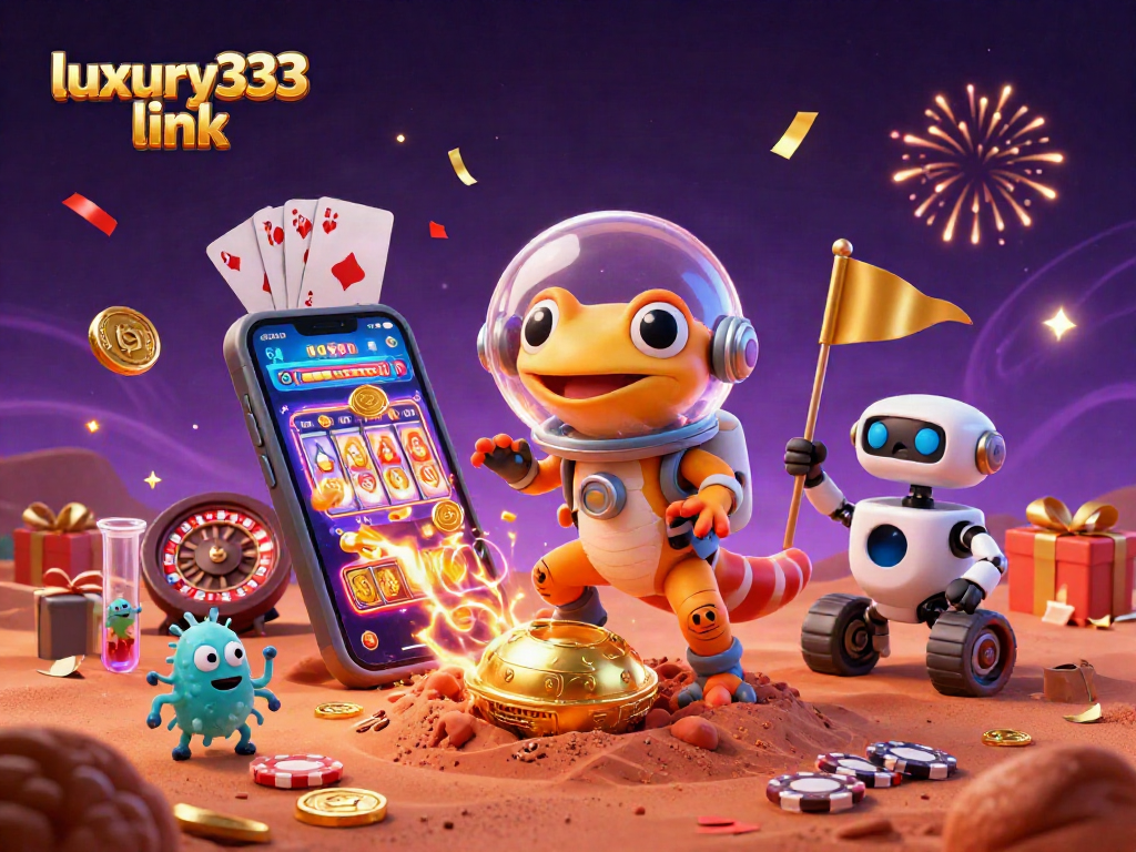 Permainan menarik di luxury333 link dengan gecko Mars dan robot menjelajahi kasino emas.