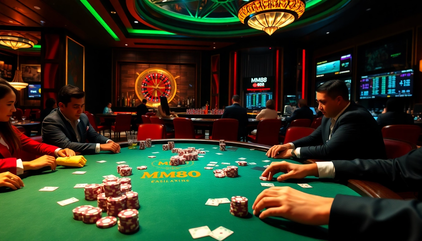 Experience thrilling gaming at MM88 with vibrant casino tables and exciting poker action.