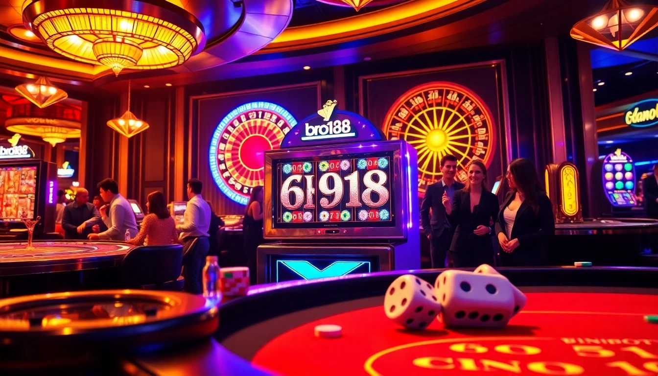 Players enjoying the thrill of bro138 slot on luxurious casino machines.