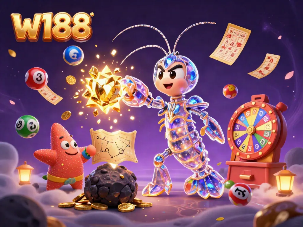 Experience excitement with w188, featuring dynamic games and colorful elements in a lively casino environment.
