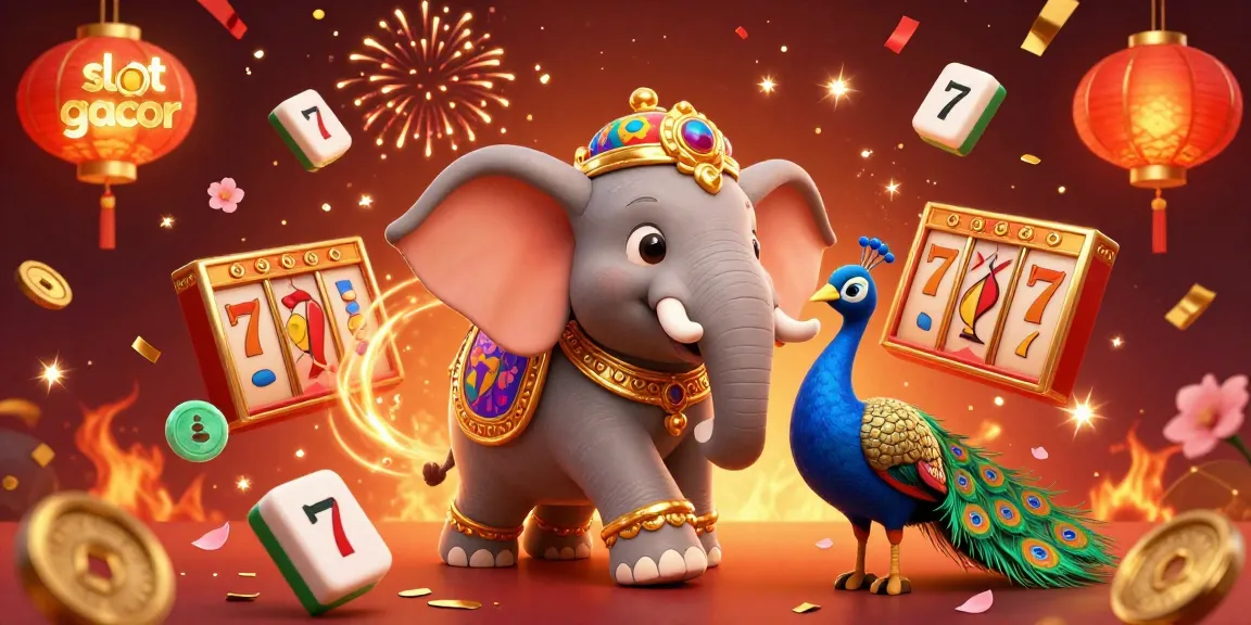 Spin the reels with the vibrant slot gacor theme featuring a colorful elephant and peacock, enhancing your gaming experience.