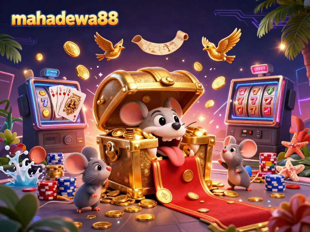 Experience thrilling gaming with mahadewa88 featuring gold-laden characters and dynamic slot elements.