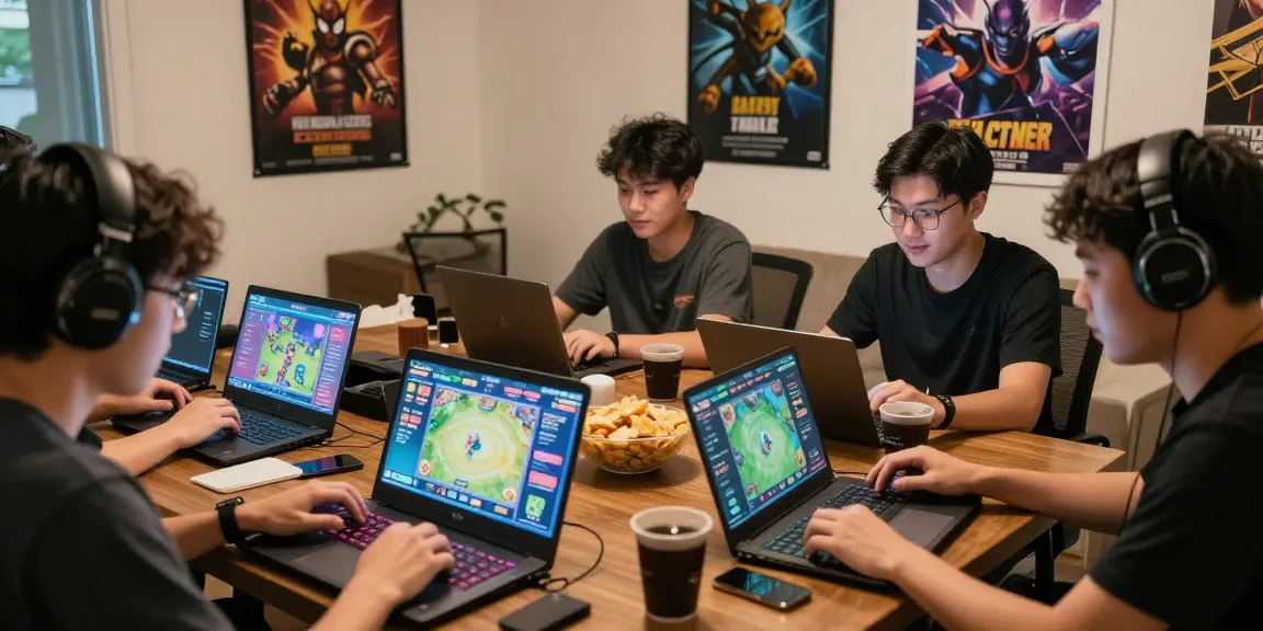 Players engaged in gamebaidoithuong is while enjoying snacks and drinks during an online gaming session.