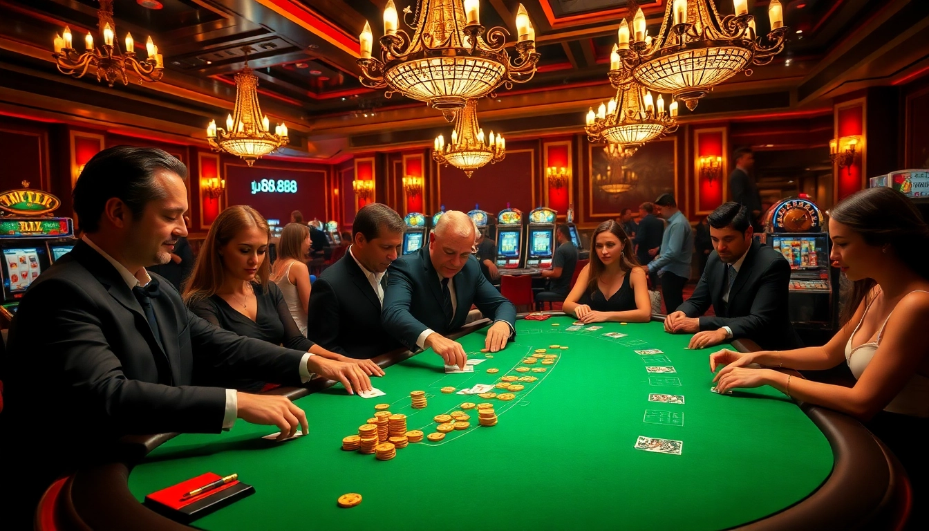 Players engaged in an exciting poker game at u 888 casino, showcasing thrilling casino ambiance.