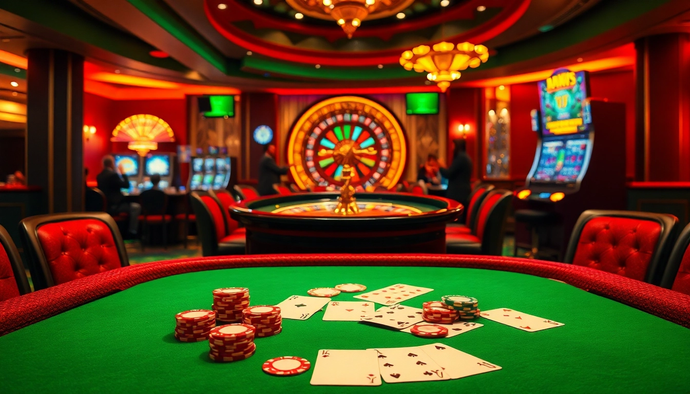Engage in exciting gambling action at the rikvip poker table with vibrant chips and cards.