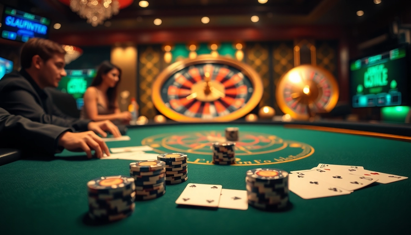 Experience high-stakes action at a casino table featuring link nohu90 online gambling excitement.