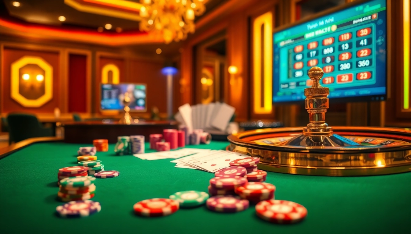 The exciting 789 win casino scene featuring a roulette wheel, poker chips, and elegant cards.