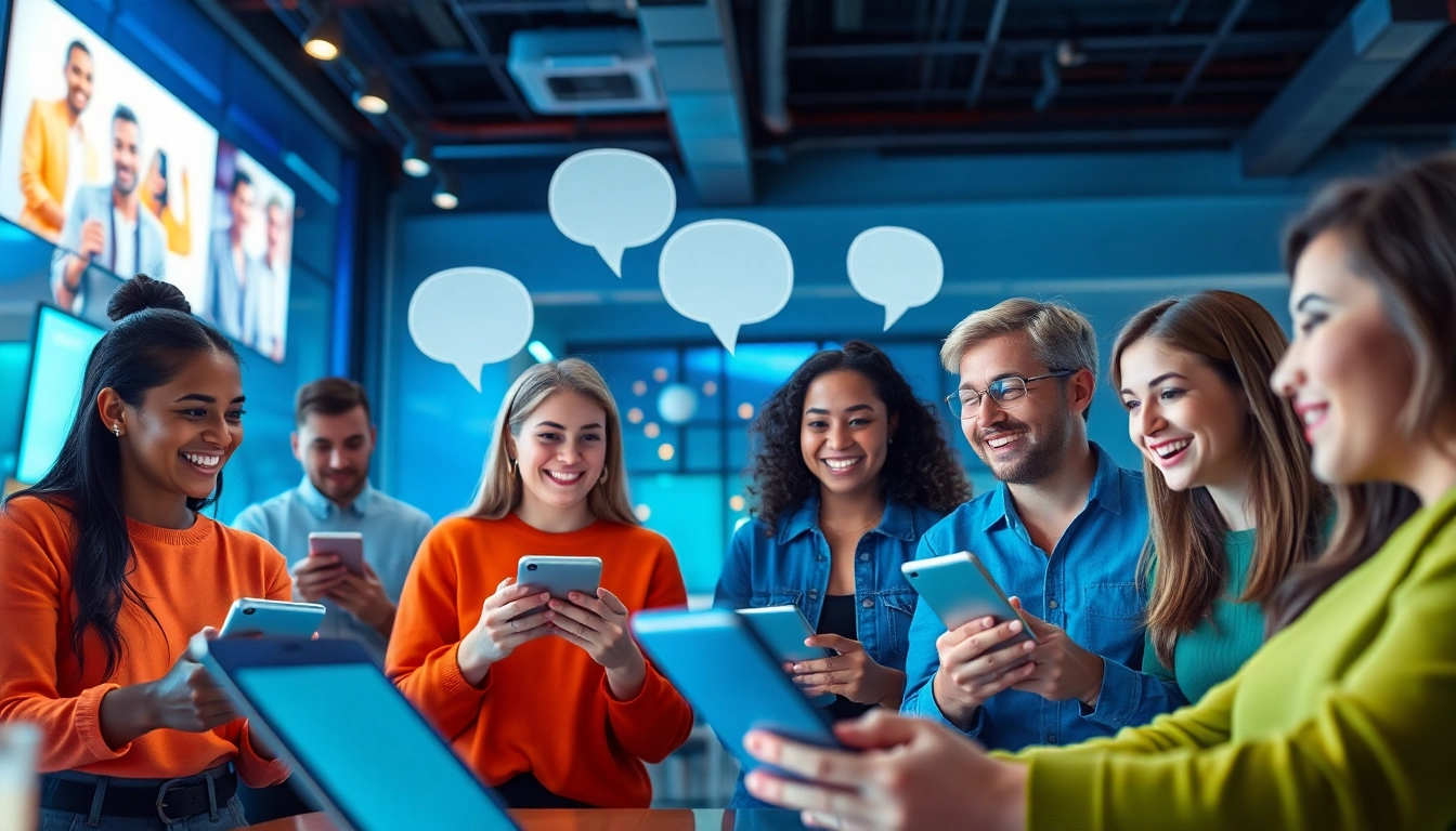 إشراك المستخدمين في شات دردشتي، مع عرض تفاعلات متنوعة واتصالات رقمية.